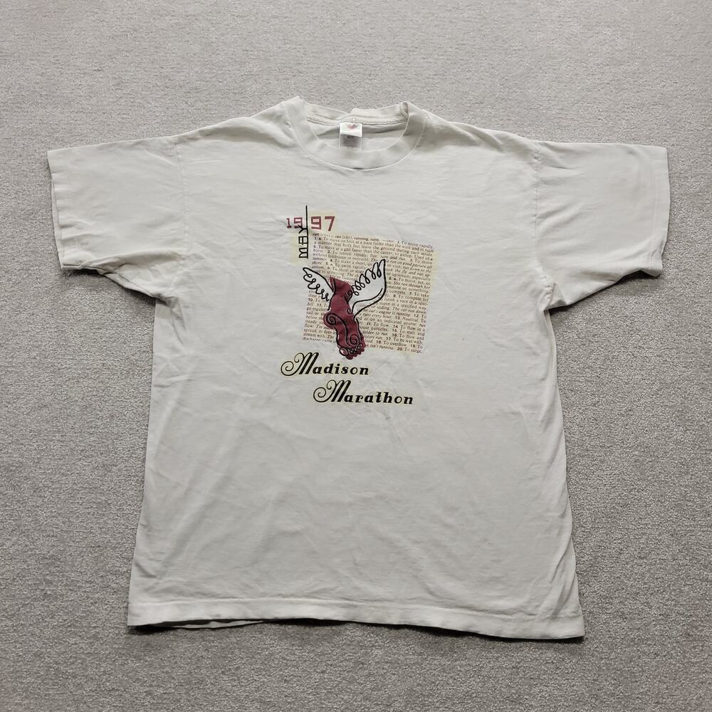 Vintage 1997 Madison Marathon T Shirt XL Fruit of the Loom Distressed 90s